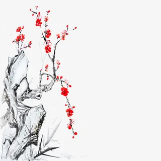 手绘梅花免抠