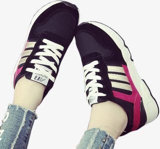 黑色春季透气时尚女鞋免抠