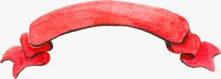 红色水彩折叠飘带图免抠