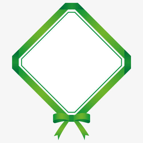 绿色菱形蝴蝶结边框卡通免抠