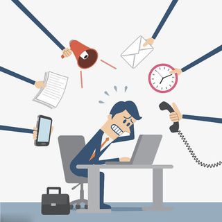 手绘忙碌焦虑的上班族免抠