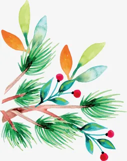 手绘树枝叶子矢量图免抠