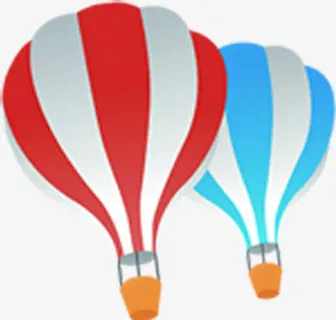 手绘卡通条纹热气球免抠