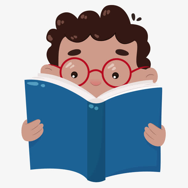 手绘矢量世界图书日看书戴眼镜男免抠