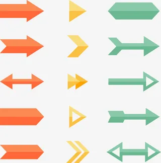 矢量手绘彩色箭头免抠标签元素