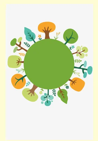 春天手绘大树地球免抠