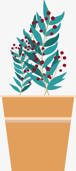 矢量扁平化绿植盆栽图免抠