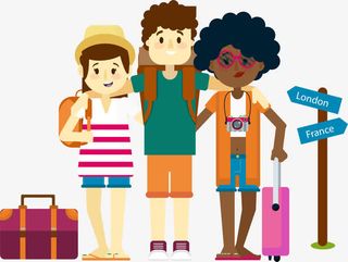 卡通一家出行人物插画设计免抠