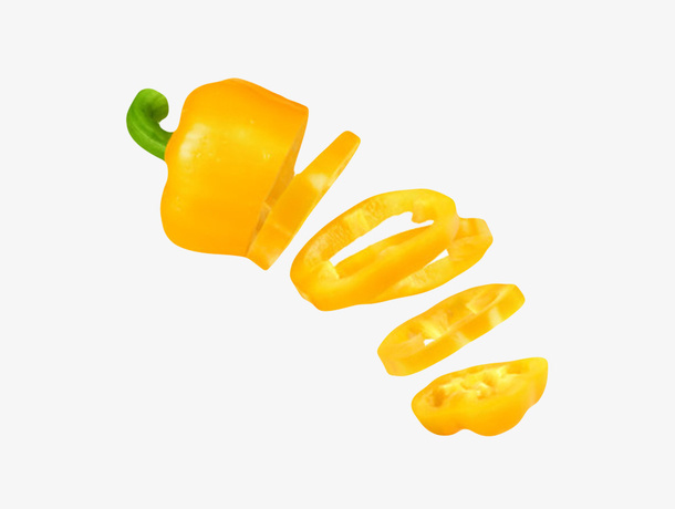 黄色美味切成一片片的黄灯笼椒实免抠