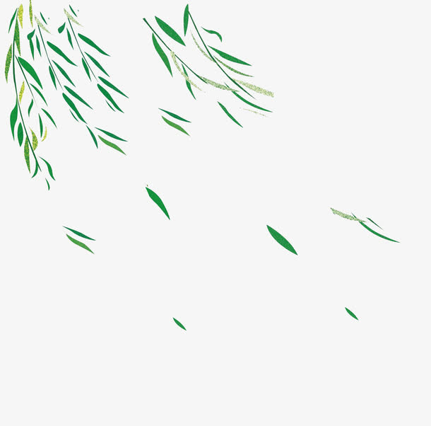 绿色柳叶免抠