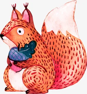 手绘黄色水彩松鼠免抠