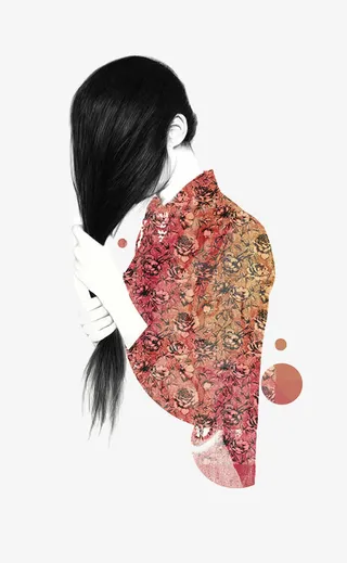 唯美手绘人物插画免抠