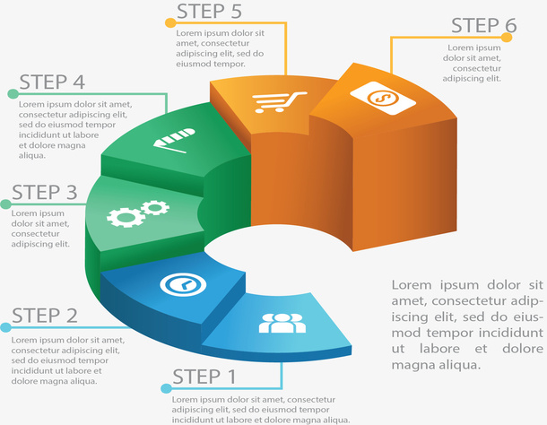 彩色环形阶梯图表免抠标签元素