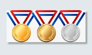 金银铜牌红白蓝颈带免抠