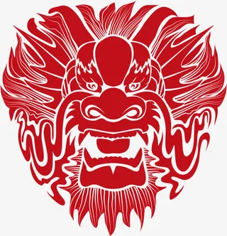 装饰龙头剪纸免抠