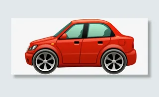 红色卡通小汽车免抠