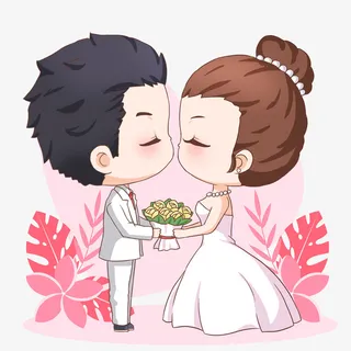 可爱的一队情侣元素免抠