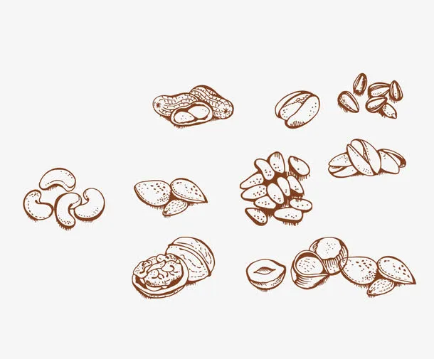小零食坚果简笔画免抠