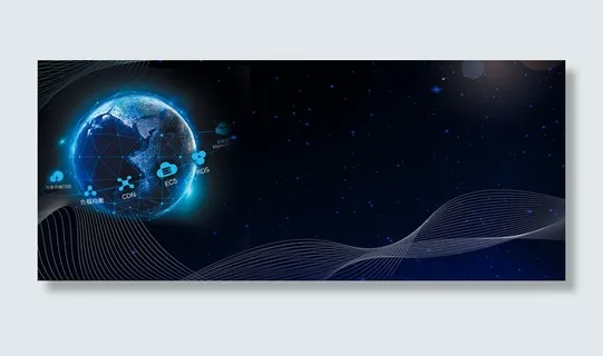 蓝色科技地球流动线条banner高清