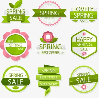 9款春天促销标签矢量素材免抠