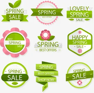 9款春天促销标签矢量素材免抠
