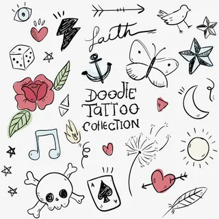 涂鸦  纹身  装饰图案 卡通手绘免抠