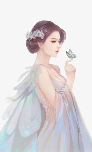 蝴蝶和女孩免抠