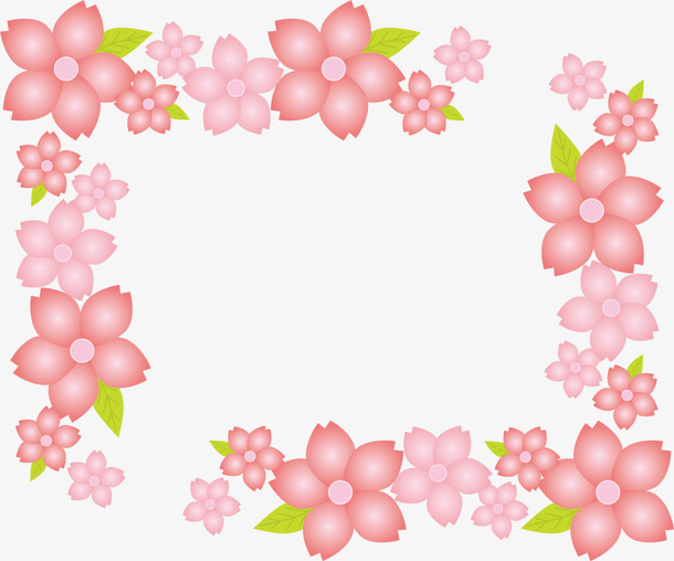 粉色美丽春季花环免抠