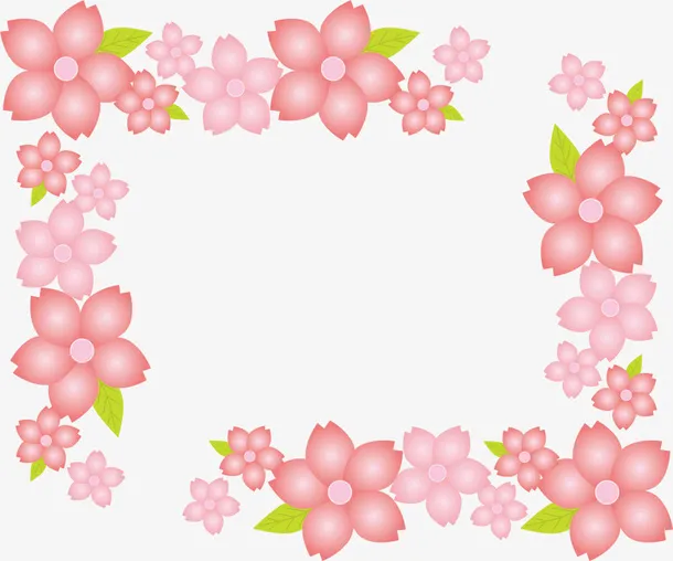 粉色美丽春季花环免抠