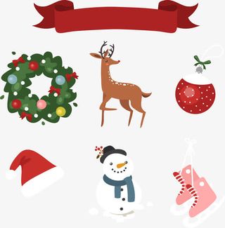 圣诞麋鹿与雪人免抠