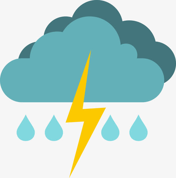雷雨闪电天气矢量图免抠