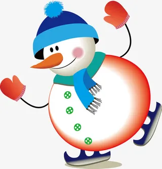 滑冰的雪人免抠