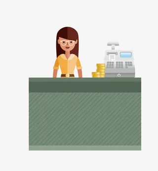 矢量卡通手绘职业人物收银员女免抠