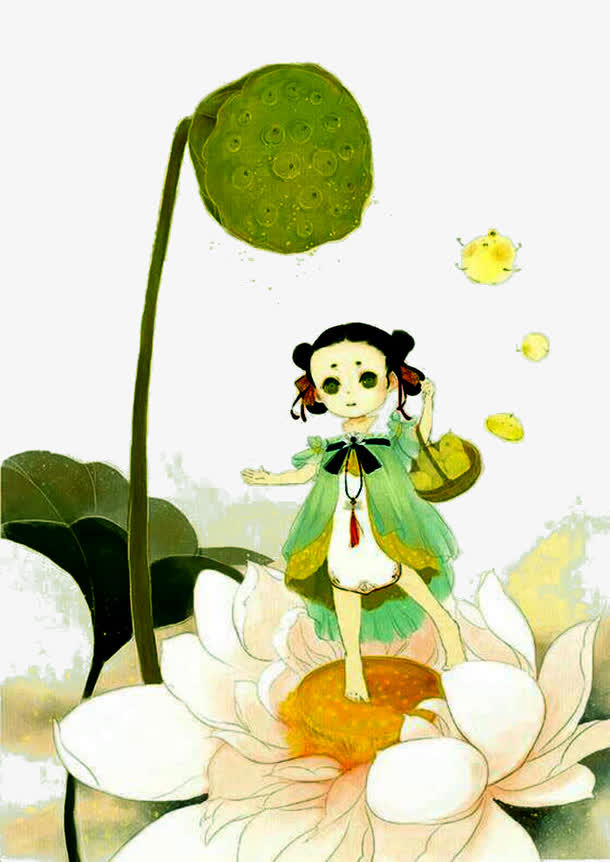 莲上女孩免抠