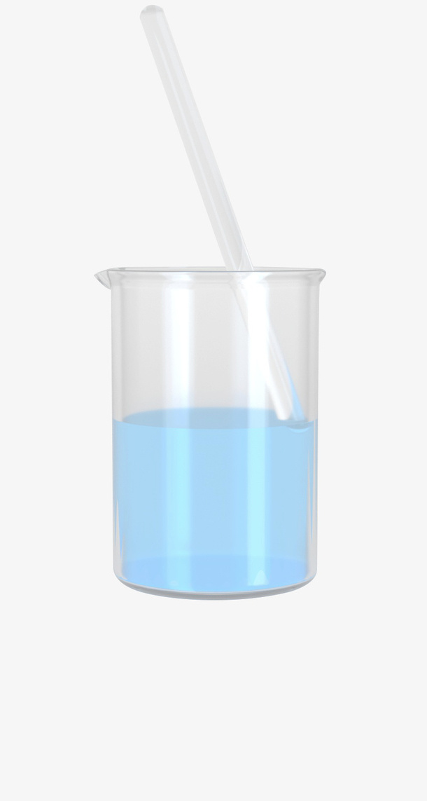蓝色透明烧杯免抠