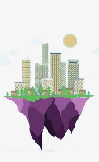 悬浮的城市大陆免抠