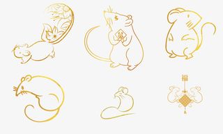 年金鼠生肖金色元素免抠