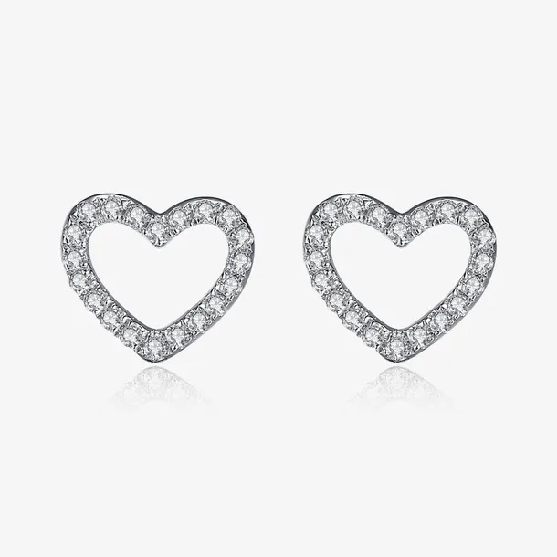 爱心耳钉银耳饰锆石钻石免抠