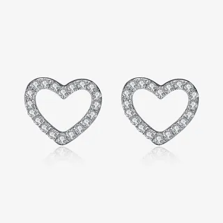 爱心耳钉银耳饰锆石钻石免抠