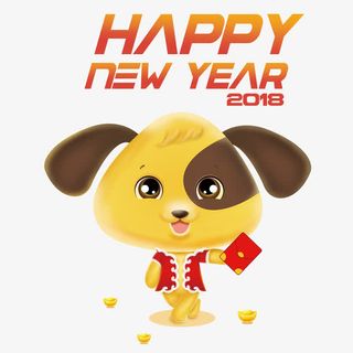 狗年狗形象贺卡新年快乐免抠