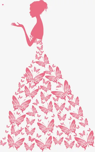 红色蝴蝶女神妇女节免抠节日妇女节元素