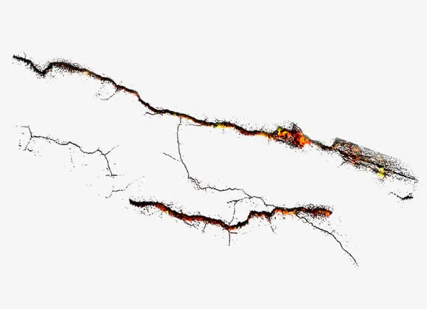 红色的岩浆裂纹免抠