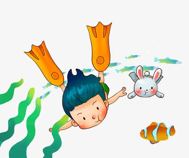 游泳少年免抠