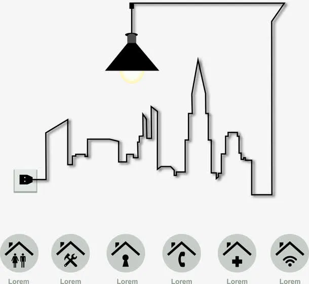 创意路灯房地产背景矢量素材