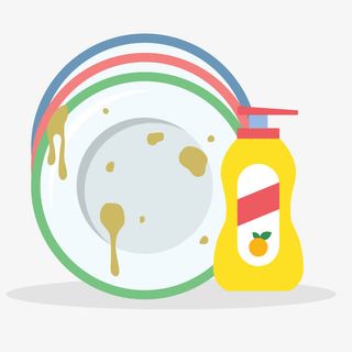 矢量吃完的脏餐具盘子免抠