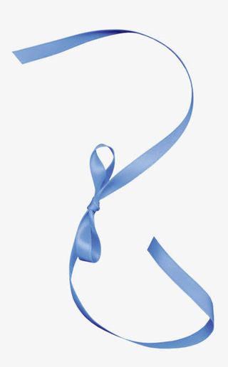 蓝色蝴蝶结唯美彩带免抠