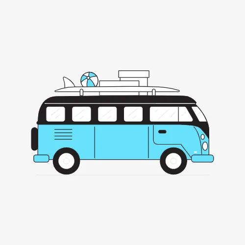 户外旅行公交车免抠