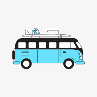 户外旅行公交车免抠