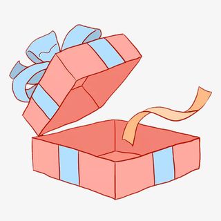 手绘描边粉色礼物盒免抠