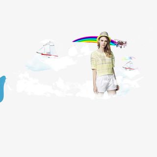 彩虹 云朵 天空 美女 服装免抠